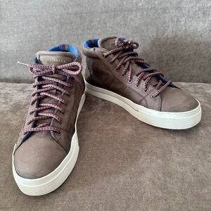 TED BAKER Perick Leather Dark Brown High-Top Sneakers Size 10 Preppy Workwear